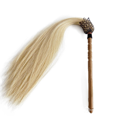 用品太极佛尘桃木柄真马尾拂尘道教道士法器太极佛尘