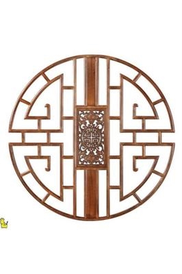实木挂屏花窗玄关镂空木雕雕花工艺圆形挂式木雕