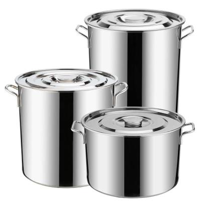 卤菜桶带盖50cm不锈钢圆桶商用汤桶加厚40小35水桶25家用30饮水20