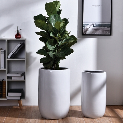 陶瓷花盆60厘米大号50cm公分超高特大号地面白色花盆