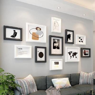 墙饰照片走廊相框电视墙家庭黑色悬挂入户ktv照片墙
