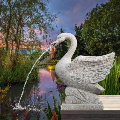 天鹅石雕花岗岩喷泉大理石喷水水系流水动物动物园石雕