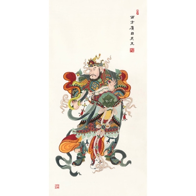 高档工笔人物佛像国画四大天王金刚菩萨画像玄关国画