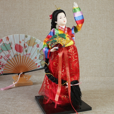 韩国小杨家工艺品仕女绢人35cm装饰品韩国人人偶料理摆件
