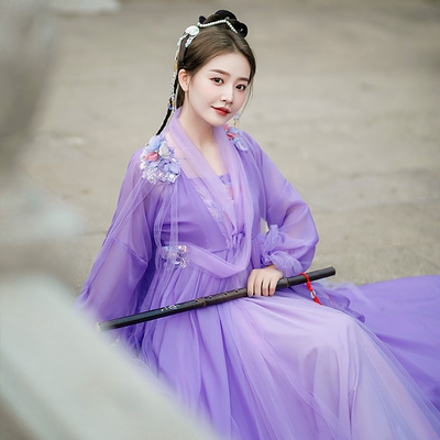 高档紫霞仙子古装女汉服襦裙超仙女飘逸清新民族服装
