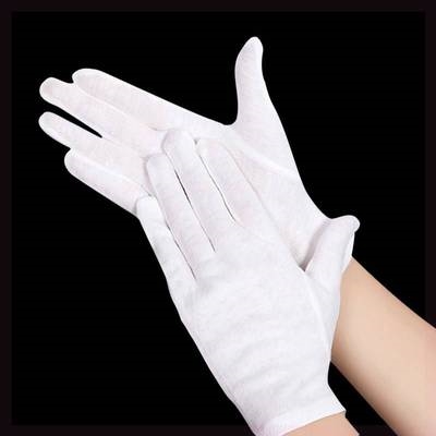 拜佛跪拜白色吸汗一次性薄款司机棉纱手套薄布防护手套