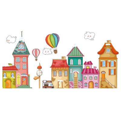 儿童房子卡通城堡墙贴幼儿园走廊过道区域墙面软装墙贴