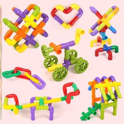 积木儿童水管管状拼插拼接幼儿园桌面早教玩具建构