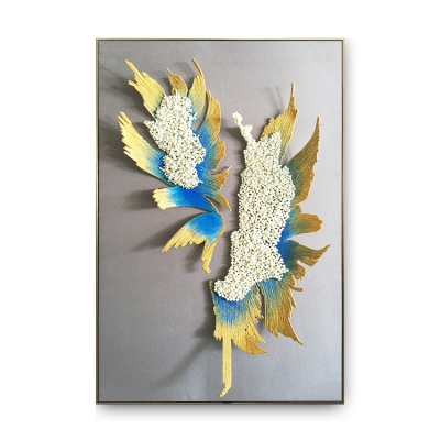 餐厅珍珠翅膀铁挂手工实物壁画画艺立体现代现代装饰画