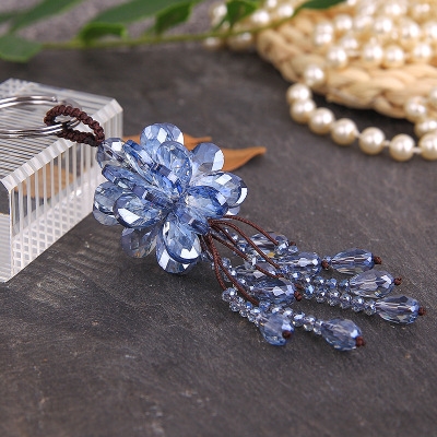 车用钥匙串珠挂饰红水晶钥匙扣挂件女款车用钥匙扣