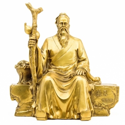 孙思邈纯铜开光药王铜像摆件名医医圣神像药师摆件