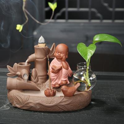 茶宠可养小和尚禅意倒流花瓶招财变色茶宠摆件