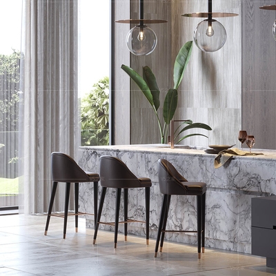 意式轻奢酒吧实木靠背吧台售楼处前台酒吧椅