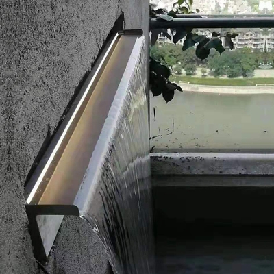 瀑布排孔出水不锈钢造景叠水水流灯光水幕幕墙叠水瀑布