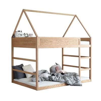 儿童树屋床全实木童床橡木上下床小天地房子高架儿童床