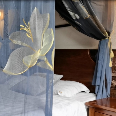 博帏绣花整体定制床防架子中式床幔新中式民宿床幔