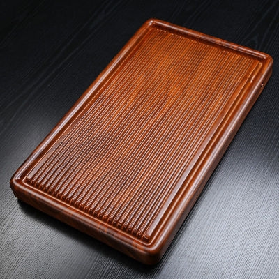 家用托盘茶木茶具海檀木实整块紫功夫黑茶托砂台大简约小号茶盘茶