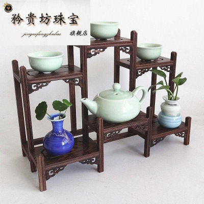 复古实木佛珠手串架文玩摆件松石底座项链佛牌挂架首饰架子展示架