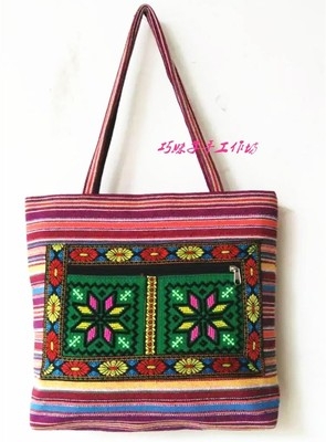 广西壮族手工艺壮锦包民族风手工绣花女包织锦帆布布女士女士包袋
