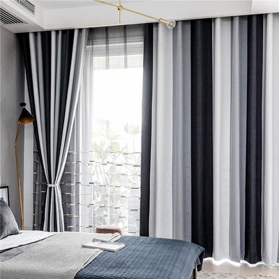 意式现代极简黑白灰怎么搭配窗帘北欧简约客厅定制窗帘