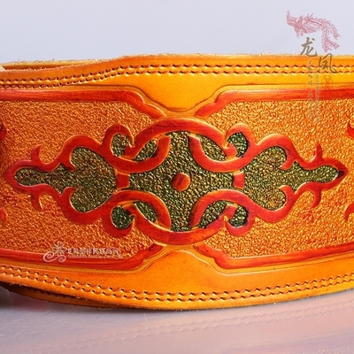 男士蒙古族纯皮腰带蒙古配饰加宽雕花蒙古族别致腰带