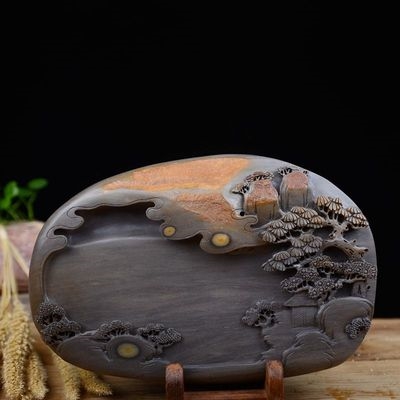 砚台端砚梅花天然石眼质量保证手工雕刻文房四宝文房四宝