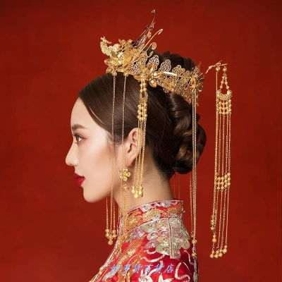 绣禾头饰新娘结婚秀显脸小造型简单简约大气发饰