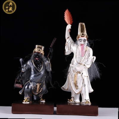 神像黑白道教玻璃钢阴神将军范将军无常像谢八爷摆件