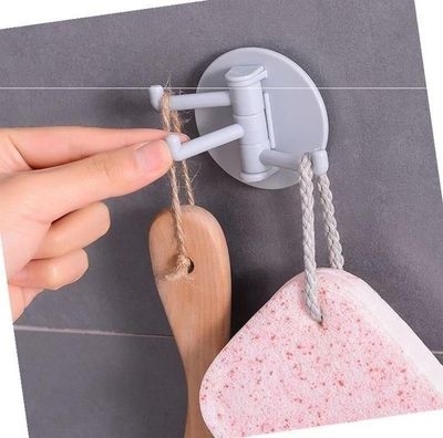 旋转无痕挂钩墙上上自粘免打孔粘钩多功能毛巾架挂钩