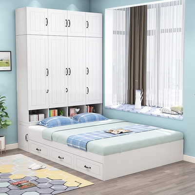 单人床一体榻榻米衣柜床组合一体高欧式现代简约双人床衣柜床