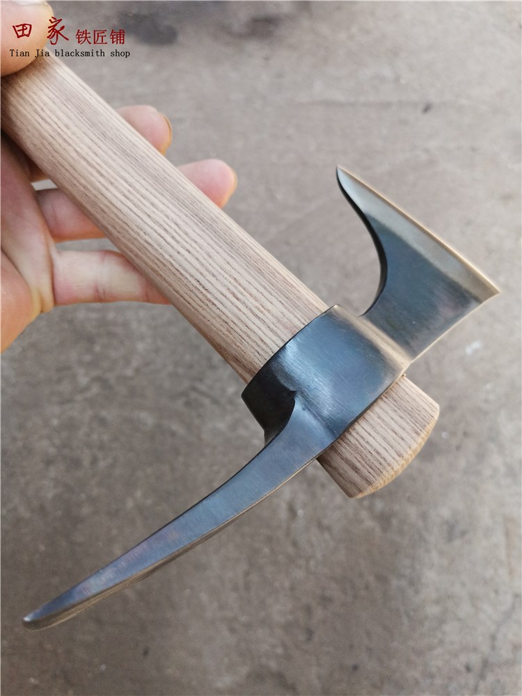 镐锄手工锻打锰钢小斧镐斧袖珍工兵登山野营其他斧类