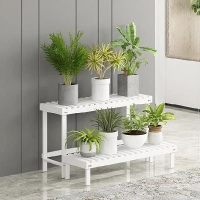 台式单层木板防腐商场阳台花架落地式多层省空间花架