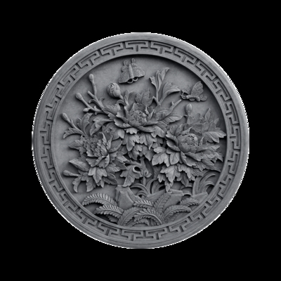 富贵牡丹摆件古建砖老砖雕仿古浮雕中式照壁砖雕