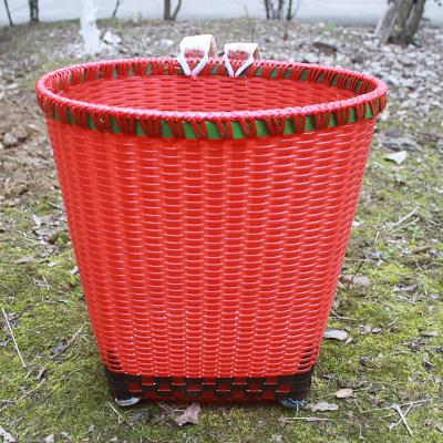 采茶塑料背篓家用胶背篼收纳编织藤编篮子大小背筐成人贵州花背箩