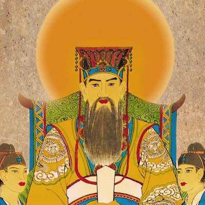 三官神像像画三元大帝丝绸画天官地官水官挂画国画