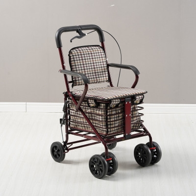 新品老年休闲购物老人手推车四轮助行便携购物车