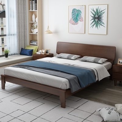 实木木床15米18米北欧风格双人床现代简约小户户型实木床