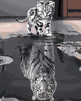diy数字油画老虎手绘填色油彩彩画虎虎生威风景手工diy