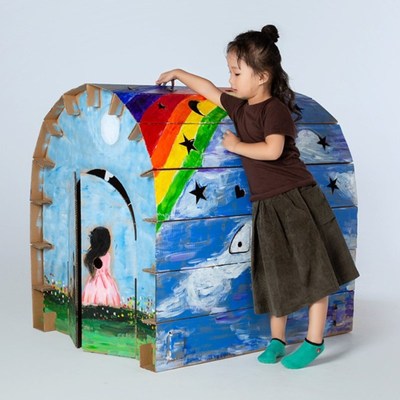 房子儿童纸箱玩具屋超大号室内帐篷城堡手工儿童帐篷