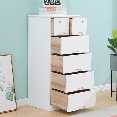 正品实木质五层抽屉式收纳柜子卧室多层40cm45面宽高储物柜夹窄缝
