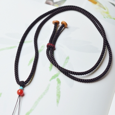 项链新款手工平安绳细水滴编织绿松红挂配南绳