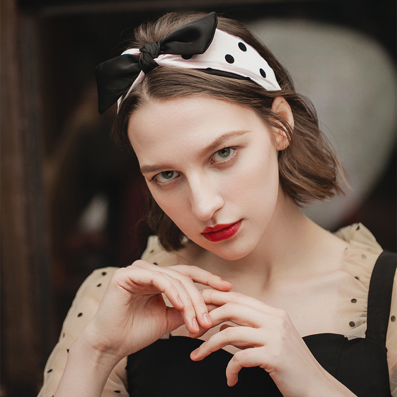 发箍女可爱外戴蝴蝶结发饰宽边波点短发头饰网红发饰