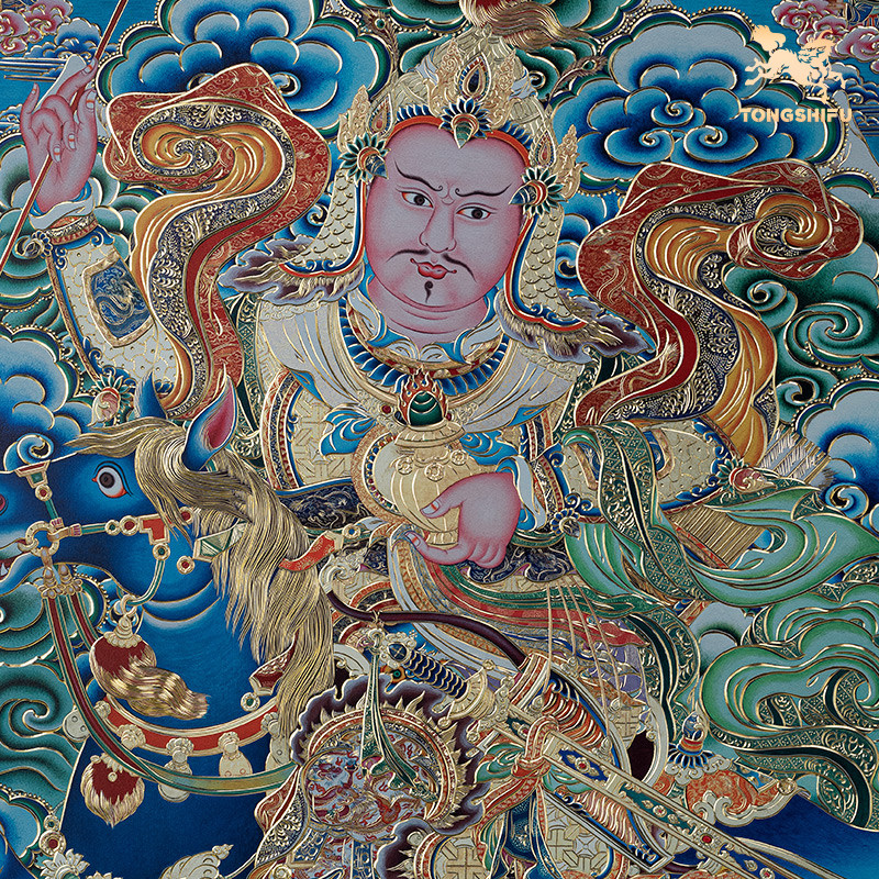 铜师傅手工錾刻唐卡铜雕莲师财神莲师财神装饰画玄关现代装饰画