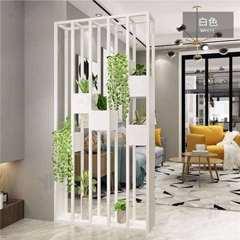 北欧铁艺花架隔断客厅绿植屏风置物柜金属工业座屏