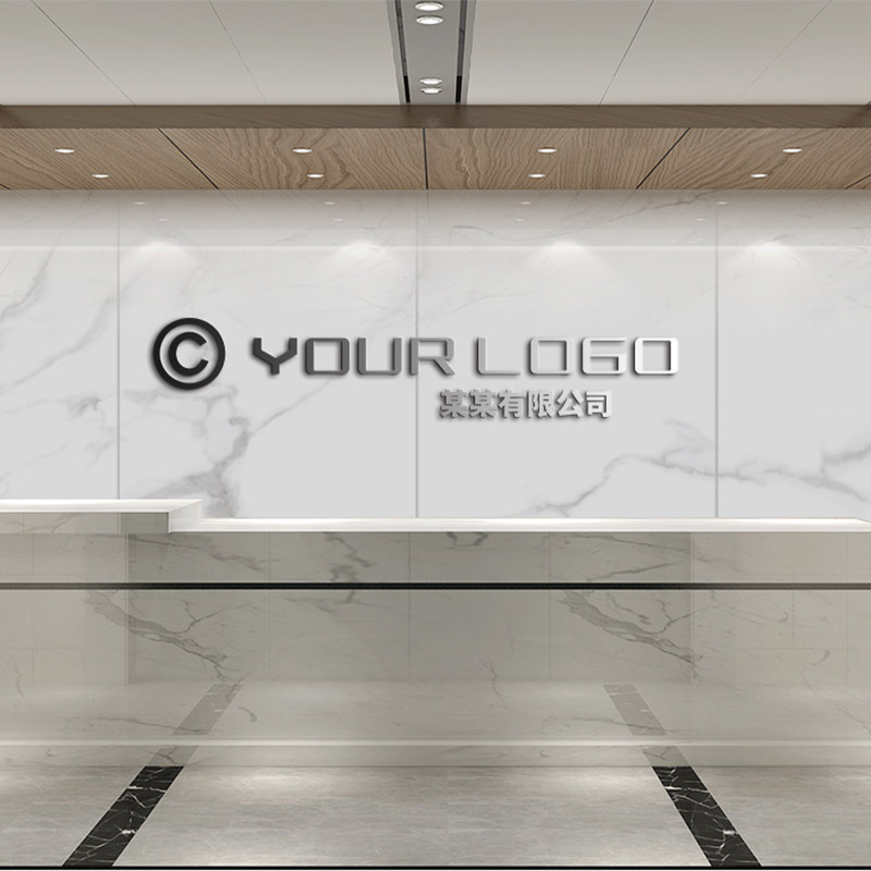 仿大理石前台背景墙面装饰uv板微晶石瓷砖公司企业形象复式壁画