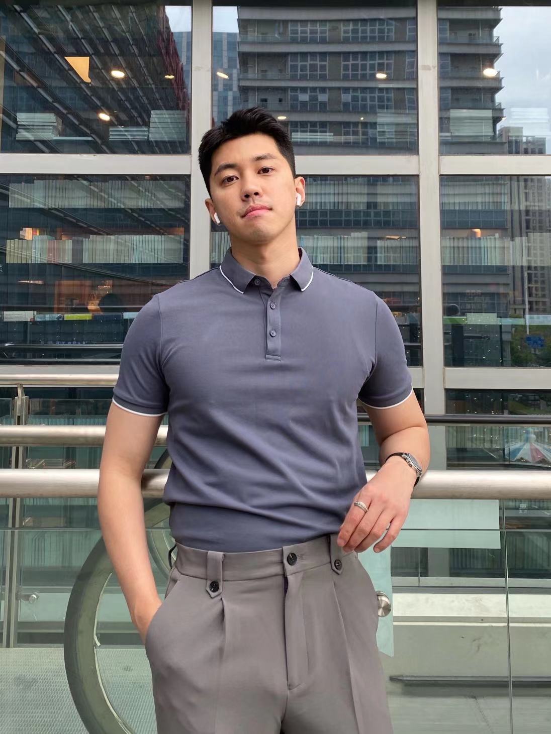 乌素mirror 2022夏季新款简约休闲男士POLO衫短袖商务翻领T恤上衣