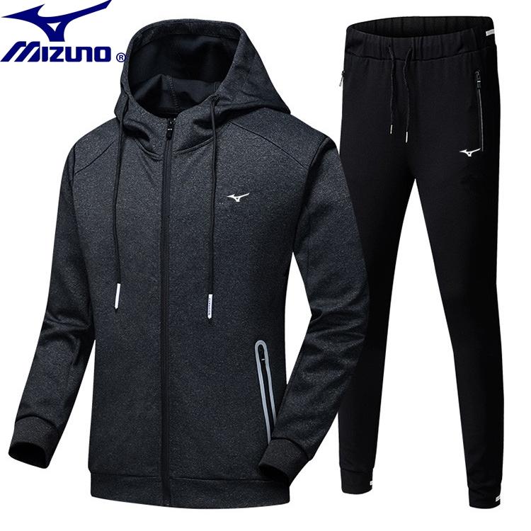 美津浓运动套装男秋季跑步两件套长袖透气外套女修身长裤卫裤卫衣