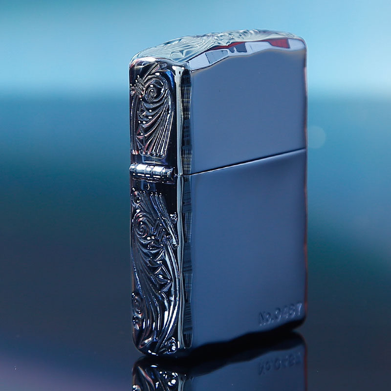 zippo蓝钛唐草手工雕刻正版打火机正品珍藏版限量zippo