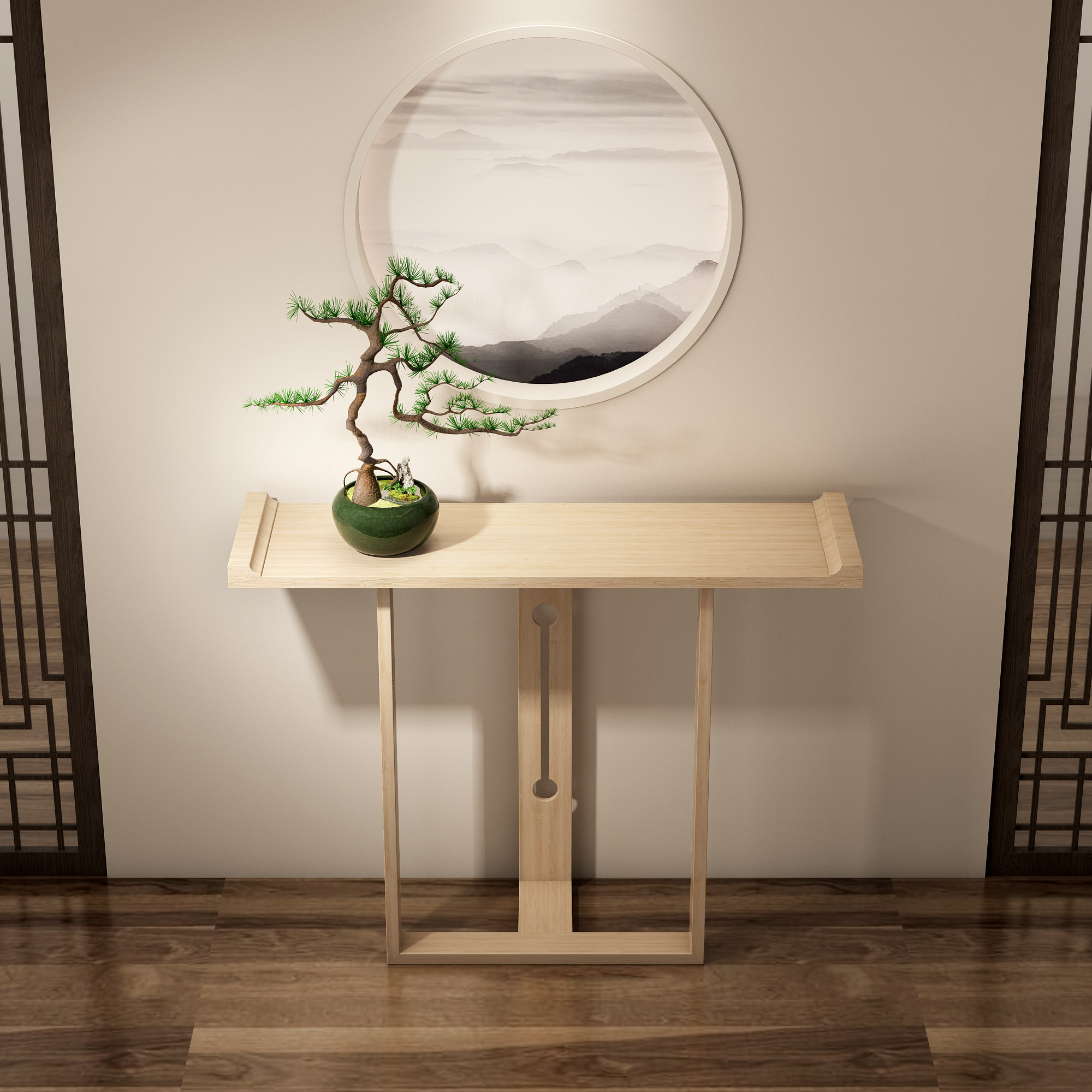 玄关新中式仿古条案靠墙走廊入户供桌香案简约玄关台