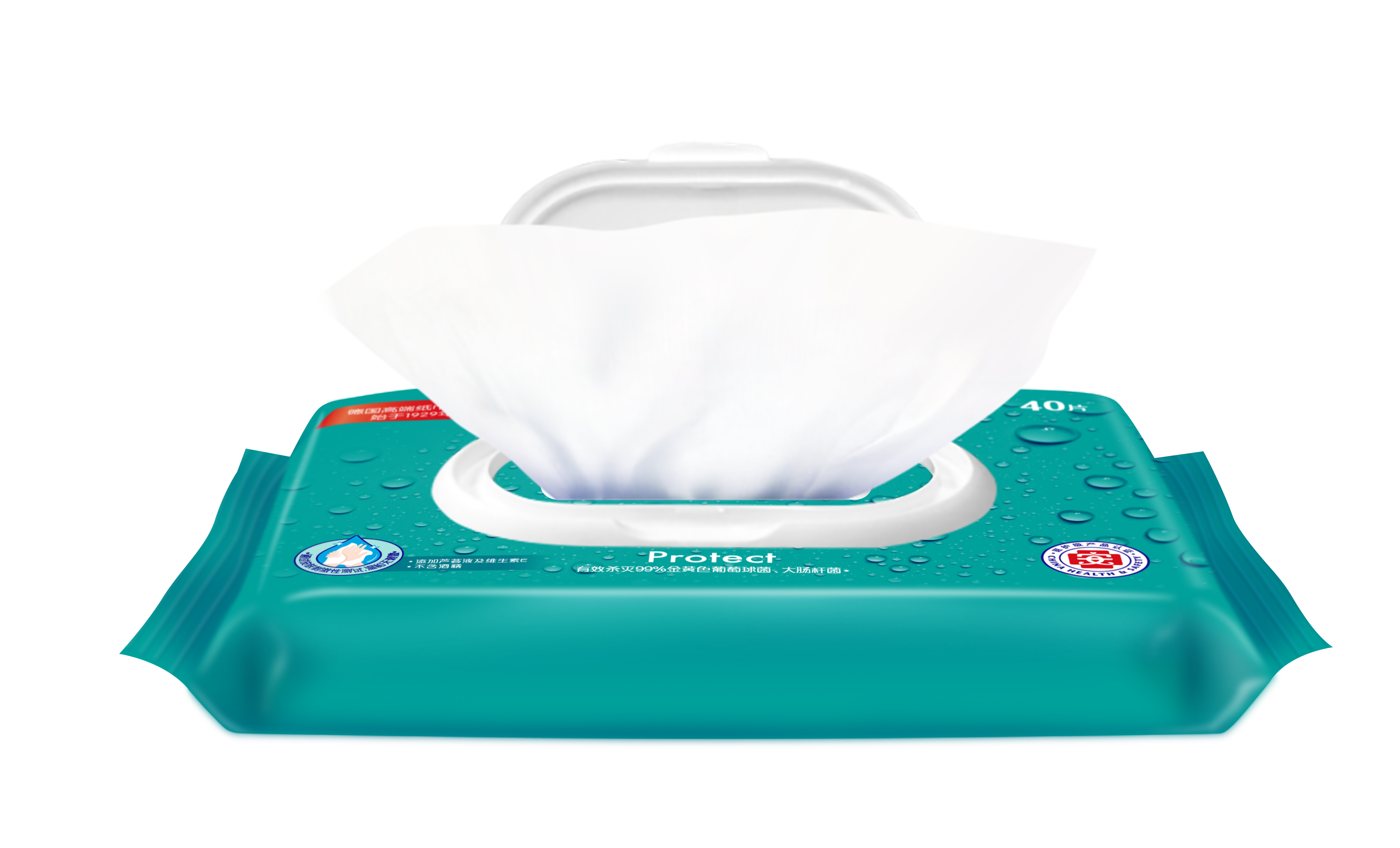 卫生湿巾tempo得宝清洁40片5包大规规格抑菌常规湿巾